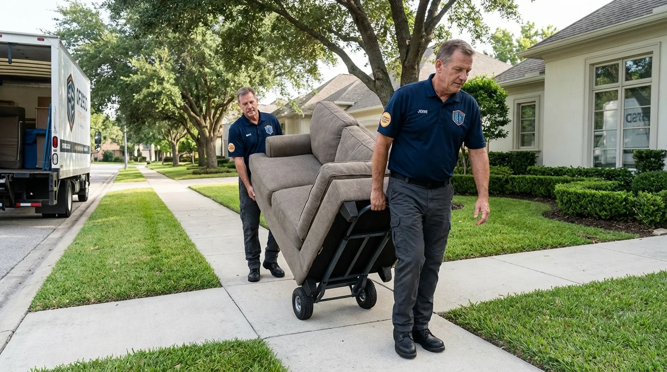 Local residential moving crew loading furniture in Cumberland, RI